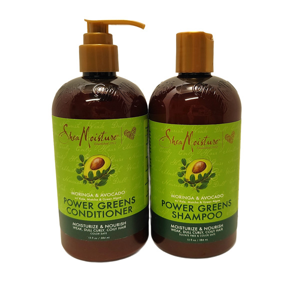 SheaMoisture Power Greens Shampoo & Conditioner Moringa & Avocado 13oz - Picture 1 of 7